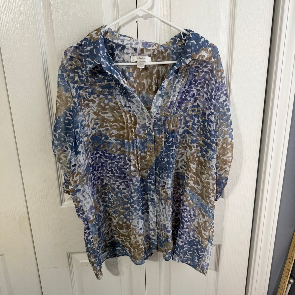 CJ Banks multicolor semi sheer button up size‎ 1X